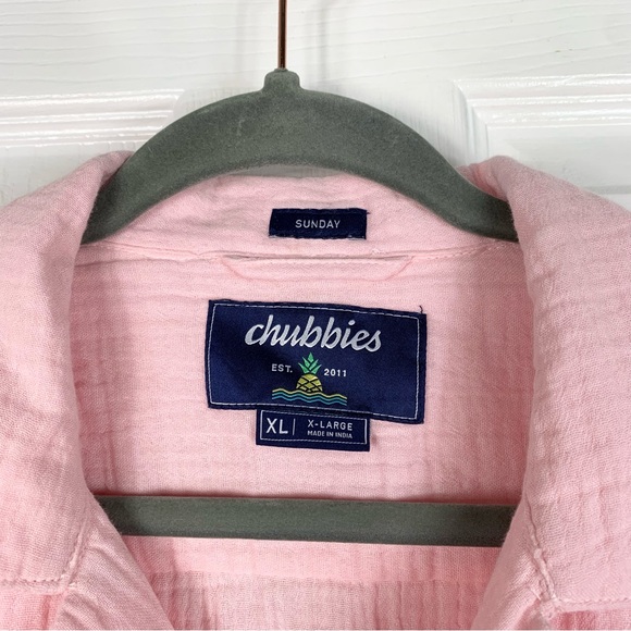 Chubbies Men Pink Short Sleeve Button Down Shirt Size XL - Picture 3 of 5